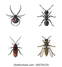 Spider, ant, wasp, bee .Insects set collection icons in cartoon style vector symbol stock illustration web.