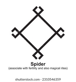 Araña (asociada a la fertilidad y también a los ritos mágicos) - Símbolo bereber, símbolo amazigh, significado de símbolos bereberes amazigh norafricanos, vector