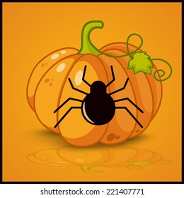 spider, banner and background for pumpkins for Halloween