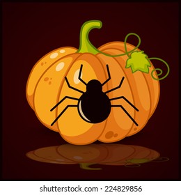 spider, banner and background for pumpkins for Halloween