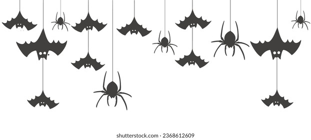 Spider and bats vec†or illustration halloween element design