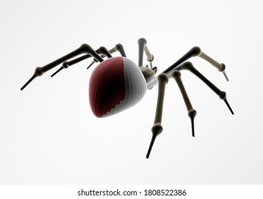 Spider black with perspective view, realistic 3d vector halloween, the spider element is scary and haunted. Isolated from a white background. - Vector