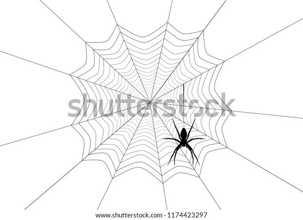 Spider Black Silhouette Hanging On Web Stock Vector (Royalty Free ...