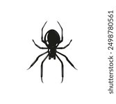 Spider Black Silhouette. Black Widow spider in vector isolated on White. Single Spider Icon or Logo. Good as a design element to Halloween Holidays.