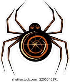 Spider black. Vector illustration with transparent background. For your buznes.
 Design template, for advertising, internet, social networks, stickers,
 creating patterns.