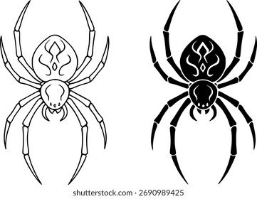 Versiones de araña, Vector blanco y negro, contorno y silueta