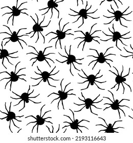 Spider, schwarz-weißer Vektorgrafik nahtlos Muster für Halloween.
