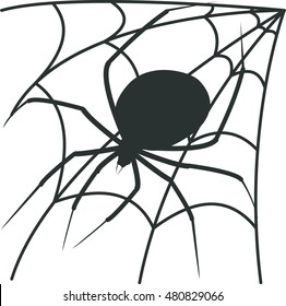 Spider Black Widow and spider web isolated on a white background