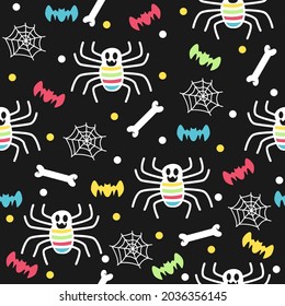 Spider with bones halloween pattern illustrations