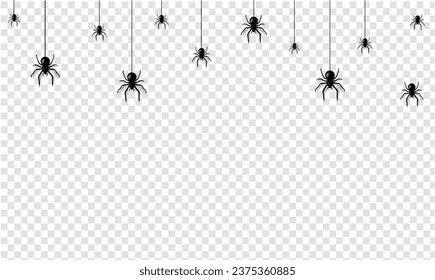 Spider Border Isolation Transparent Background With Gradient Mesh, Vector Illustration