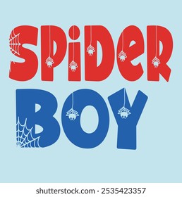 Spider boy-Kids T-shirt Design, EPS File Format with background