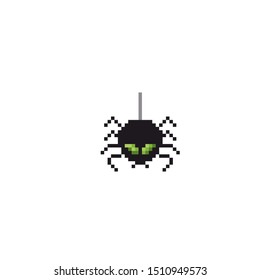 Spider character pixel art icon. Element design for logo, stickers, web, embroidery and mobile app. Isolated vector illustration. 8-bit sprite.