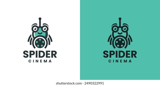 spider cinema vector logo design