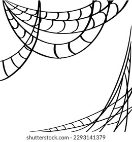 Spider circle web decoration sign. Hand drawn vector illustration isolated on white background for Halloween, aincent book illustration decoration design.