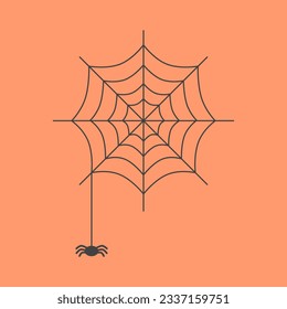 A spider climbing on spider web  Happy Halloween to celebrate Halloween celebrities' holiday greetings. Vector illustration cartoon.