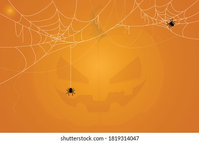 Spider and cobweb background. The scary of the halloween 