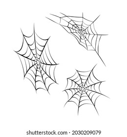 Fondo de araña y telaraña. El miedo del símbolo de halloween Aislado en blanco. Ilustración vectorial plana, objetos aislados.