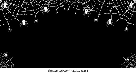 Spider and cobweb background. The scary of the halloween symbol Isolated on white vector illustration.