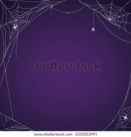 Spider and cobweb background. The scary of the Halloween symbol on purple background. vector illustration.
