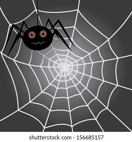 spider in a cobweb. halloween background. vector eps10