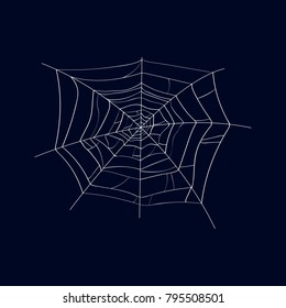 Spider cobweb isolated icon on dark background. Abstract design element for halloween holiday banners decoration, web silhouette vector illustration.