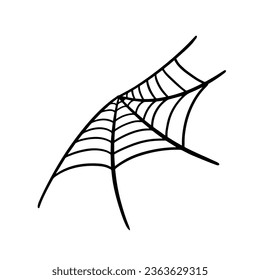 Spider cobweb outline sign halloween holiday element. Isolated on white background.