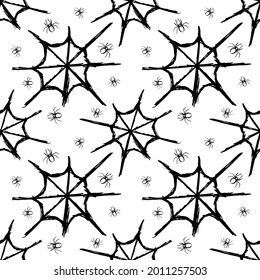 spider cobweb seamless pattern black and white
