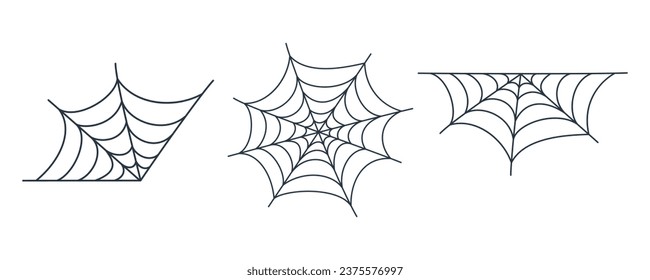 Spider cobweb set on white background for halloween. Vector Illustration