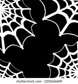 Spider cobweb sticky web net fly trap arachnid insect bug creepy crawly Halloween spooky silhouette vector art design background, hallows eve trick or treat traditional celebration party backdrop   