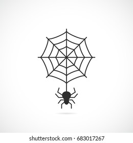 Spider and cobweb vector icon