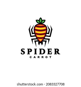Spider combination with carrot in background white , template vector logo design as you editable