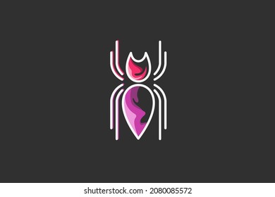 Spider cool color shadow effect logo design