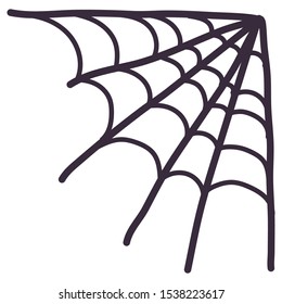 Spider corner cobweb icon. Cartoon vector illustration. Halloween holiday creepy decoration elements.