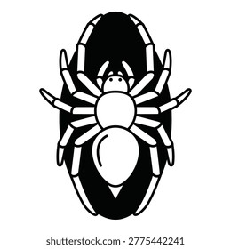 Spider crawling on a flat surface from above view icon