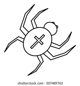 Spider with cross on back icon. Outline illustration of spider with cross on back vector icon for web