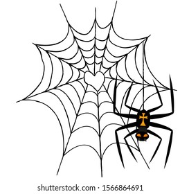 spider with cross on black web vector image