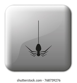 Spider dangling from the web flat vector icon.