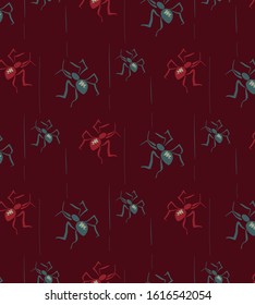 spider dark vector stylized modern seamless floral seamless pattern