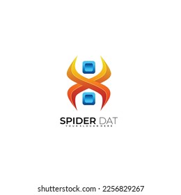 spider data tech logo design illustration symbol