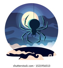 spider design, Halloween holiday horror scary celebration autumn dark and party theme Vector illustration