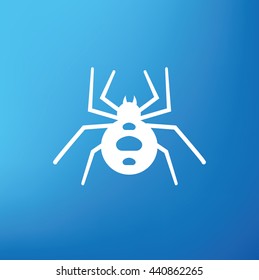 Spider design,tag icon on blue background,vector