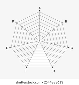 Diagrama de aranha. Radar inforgráfico para apresentação. Partes de gráfico, processos de negócios. Ilustração vetorial