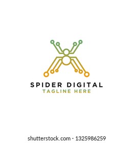 Spider Digital Design Logo. - Vector