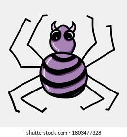 Spider doodle color vector icon. Drawing sketch illustration hand drawn line.