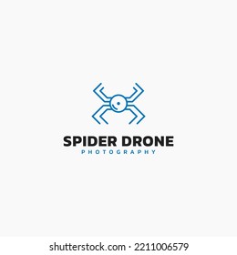 Spider drone camera logo design concept template.