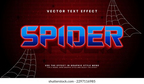 Spider editable text style effect. Vector text effect.