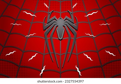 Spider Emblem with Webs Background Illustration