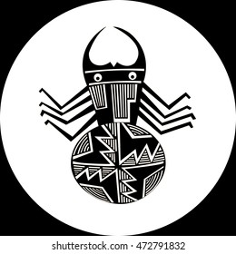  Spider. Ethnic pattern of American Indians: the Aztecs, the Mayans, the Incas.  Vector illustrations