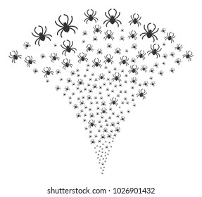 Spider explosion fountain. Vector illustration style is flat iconic symbols. Object fountain organized from random symbols as spider fireworks.