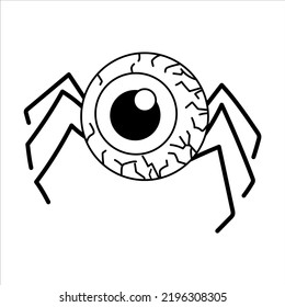Spider eye vector illustration  Eyeball doodle halloween art and white isolated background for your design  print  postcard  poster  book decoration  